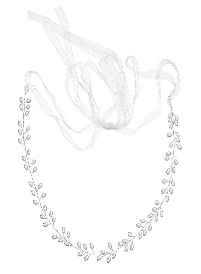 FOYTOKI Simple Pearl Wedding Dress Belt Accessory Elegant Bridal Waistband with Ribbon Fashion Pearl Belly Chain for Bride Wedding Dress Belt for Special Occasions - Image 1